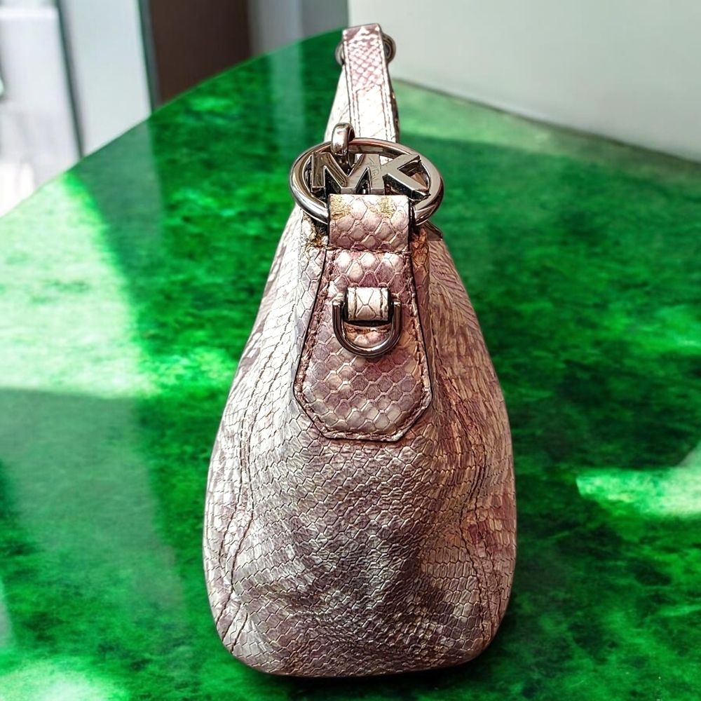 Michael Kors Neutral Python Embossed Leather Shou… - image 9